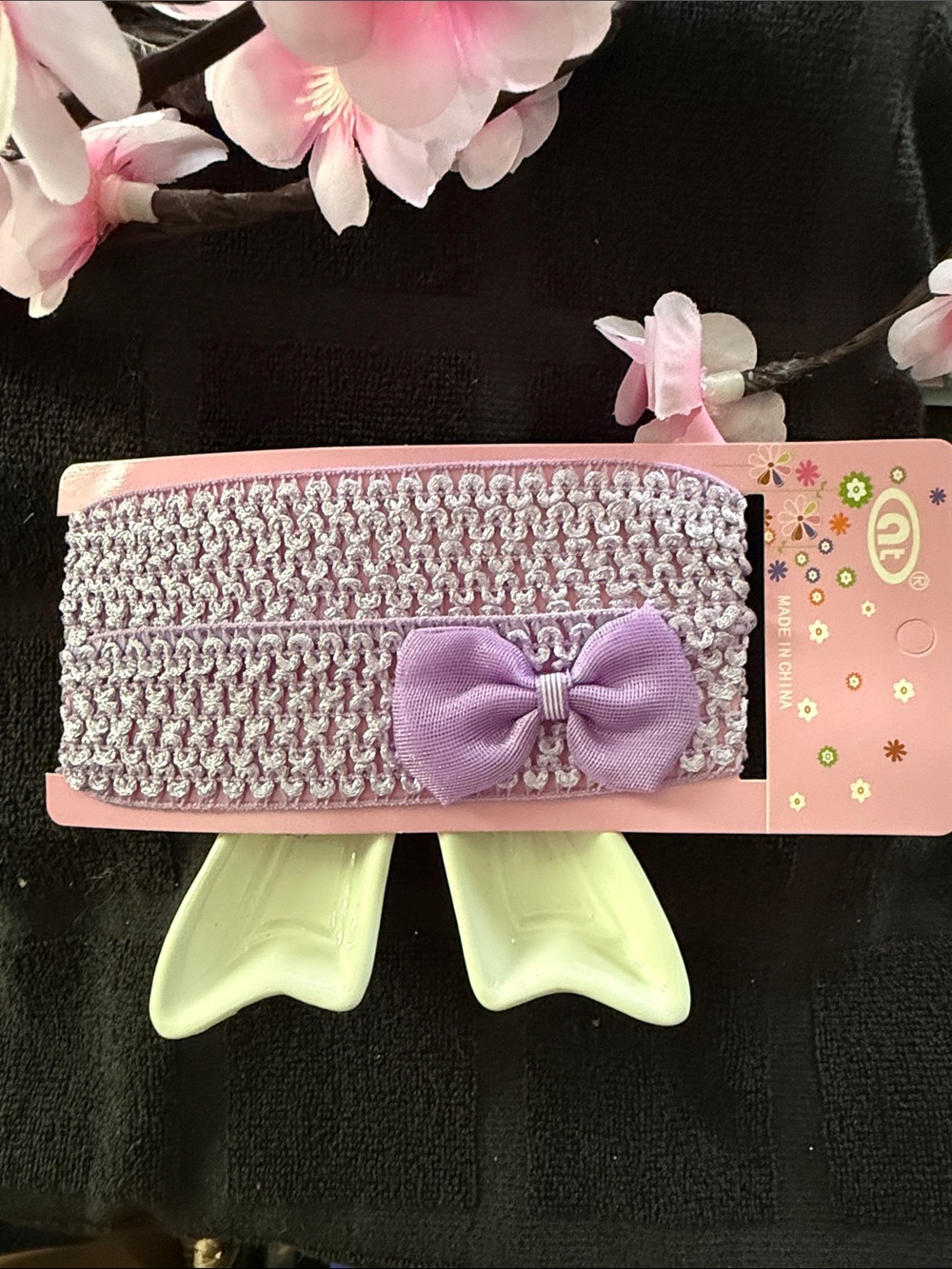 Lilac Knit Bow Stretch Headband for Kids by